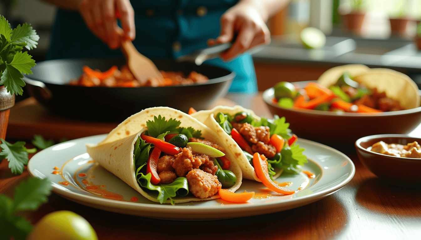 Looking for a meal that’s quick, satisfying, and bursting with flavor? Discover our Thai Chicken Wrap Recipe, the perfect blend of tender chicken, fresh veggies, and a zesty dressing. This healthy, delicious meal can be prepped in advance and promises to transform your lunchtime routine. Ready to taste the magic?