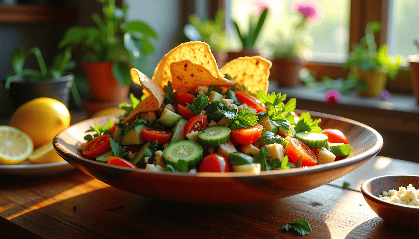 Discover the secret to a vibrant Fattoush salad recipe that will transform your mealtime. This authentic Arabic dish combines crispy pita with a zesty, lemony dressing. What makes it so irresistible and healthy? Unveil the colorful world of Fattoush and indulge in Middle Eastern flavors today!