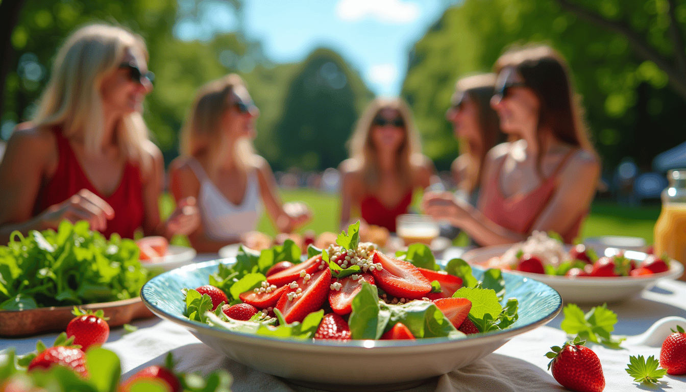 Discover the secret Strawberry Salad Recipes that wowed guests at a wedding shower and quickly became a top favorite. This vibrant and refreshing Strawberry Romaine Salad I is not only easy to prepare in just 15 minutes but also perfect for your next gathering or a simple, delightful lunch.