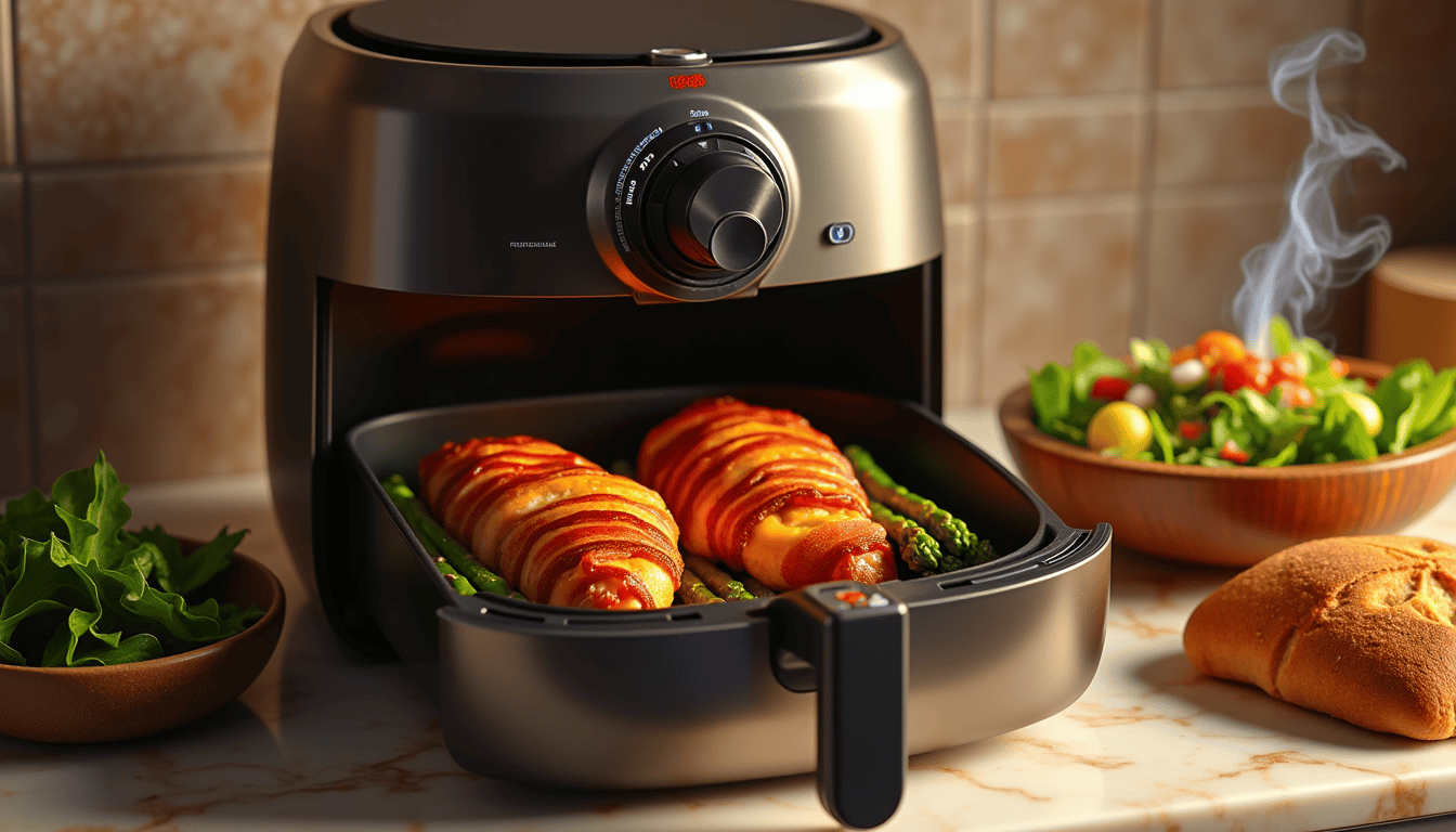 Unlock the secret to a mouthwatering dinner with our air fryer stuffed chicken! Imagine juicy chicken breasts wrapped in crispy bacon, oozing with melted cheese and vibrant asparagus. Perfect for impressing guests or elevating a weeknight meal, this delicious dish is just a click away—discover how to make it unforgettable!
