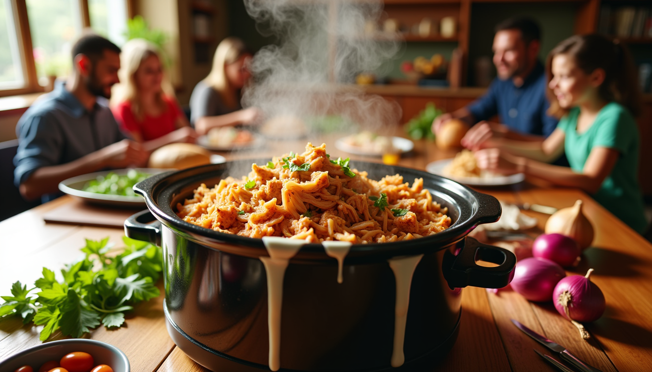 Discover the ultimate Pulled Chicken Slow Cooker recipe that might just beat your favorite restaurant's BBQ! Unveil the secret to the perfect white sauce and learn the tricks to achieving that melt-in-your-mouth tenderness. Is this the easiest, most delicious dinner for your family of six? Find out now!