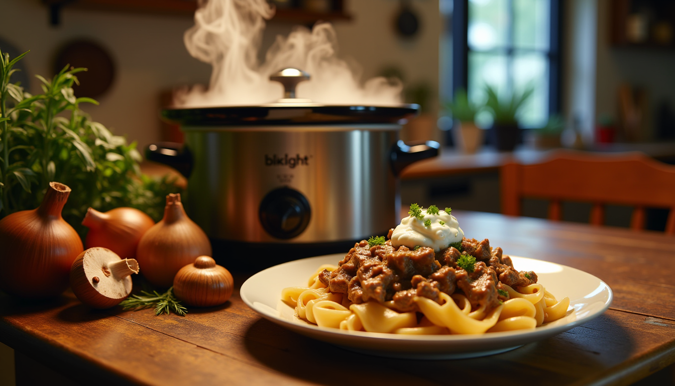 Discover the secret to melt-in-your-mouth comfort with our Easy Beef Stroganoff in the Slow Cooker! This simple recipe transforms everyday ingredients into a savory masterpiece. Ready in just over four hours, you'll be amazed at how effortless it is to create a family favorite. Dive into the world of Beef Stroganoff Recipes today!
